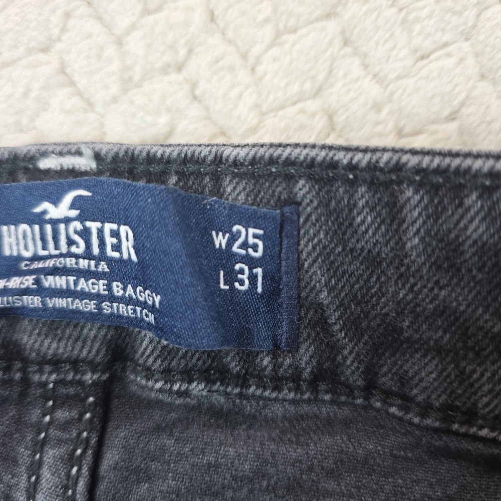Hollister High Rise Vintage Baggy Cargo Jeans Black Contrast Stitch 1R W25 L31 - Picture 5 of 12